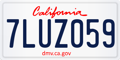 CA license plate 7LUZ059