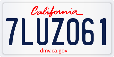 CA license plate 7LUZ061