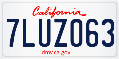 CA license plate 7LUZ063