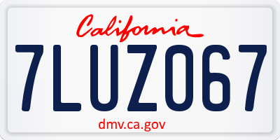 CA license plate 7LUZ067