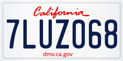 CA license plate 7LUZ068