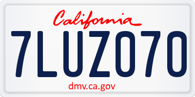 CA license plate 7LUZ070