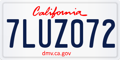 CA license plate 7LUZ072