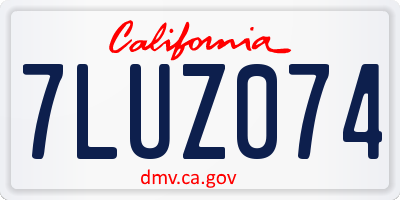 CA license plate 7LUZ074