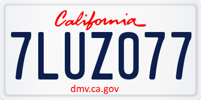 CA license plate 7LUZ077