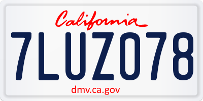 CA license plate 7LUZ078