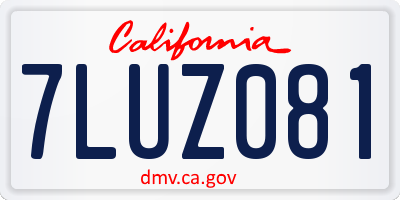 CA license plate 7LUZ081