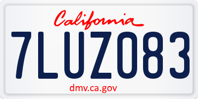 CA license plate 7LUZ083