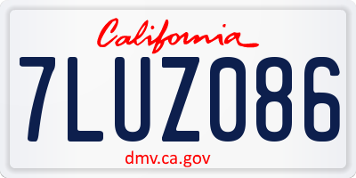 CA license plate 7LUZ086