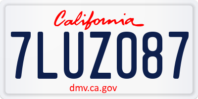 CA license plate 7LUZ087