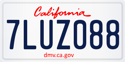 CA license plate 7LUZ088