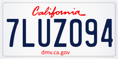 CA license plate 7LUZ094