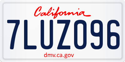 CA license plate 7LUZ096