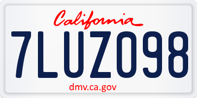 CA license plate 7LUZ098