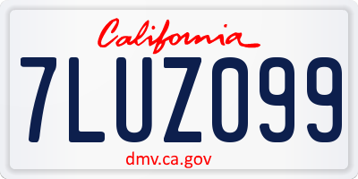CA license plate 7LUZ099