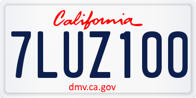 CA license plate 7LUZ100