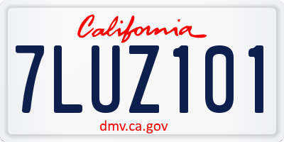 CA license plate 7LUZ101