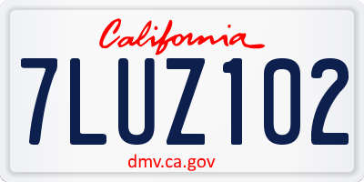 CA license plate 7LUZ102