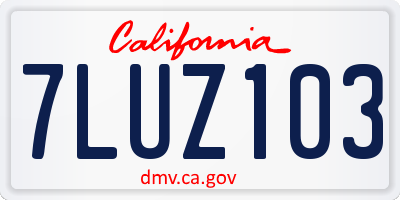 CA license plate 7LUZ103