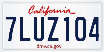 CA license plate 7LUZ104