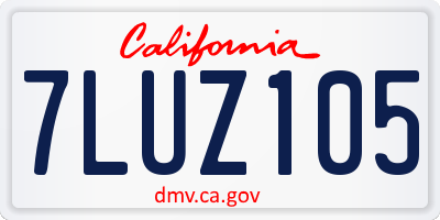CA license plate 7LUZ105