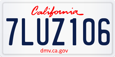 CA license plate 7LUZ106