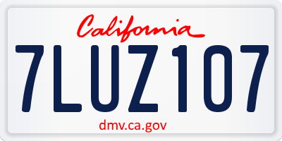 CA license plate 7LUZ107
