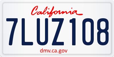 CA license plate 7LUZ108
