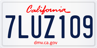 CA license plate 7LUZ109