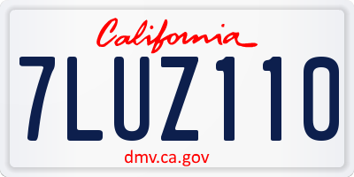 CA license plate 7LUZ110