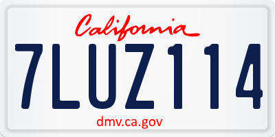 CA license plate 7LUZ114
