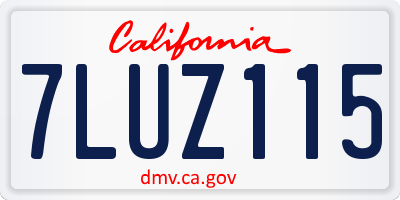 CA license plate 7LUZ115