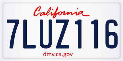 CA license plate 7LUZ116