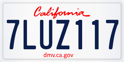 CA license plate 7LUZ117