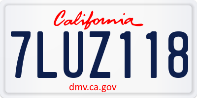 CA license plate 7LUZ118