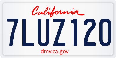 CA license plate 7LUZ120