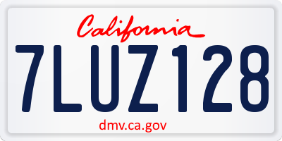CA license plate 7LUZ128