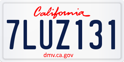 CA license plate 7LUZ131