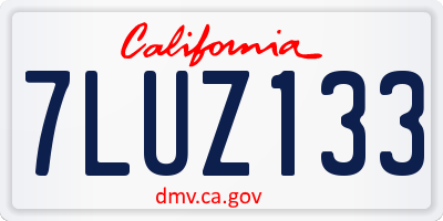 CA license plate 7LUZ133
