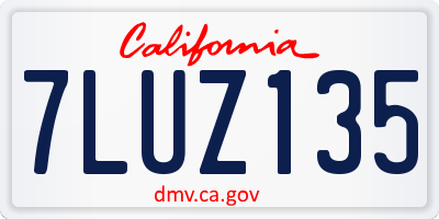 CA license plate 7LUZ135