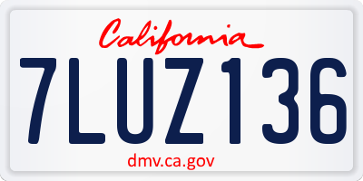 CA license plate 7LUZ136