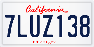 CA license plate 7LUZ138