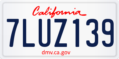 CA license plate 7LUZ139