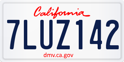 CA license plate 7LUZ142