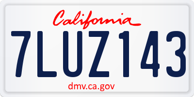 CA license plate 7LUZ143