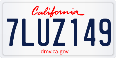 CA license plate 7LUZ149