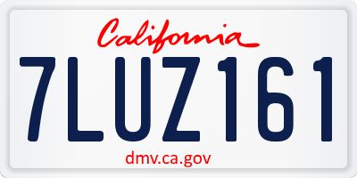 CA license plate 7LUZ161