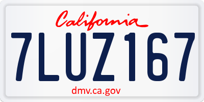 CA license plate 7LUZ167
