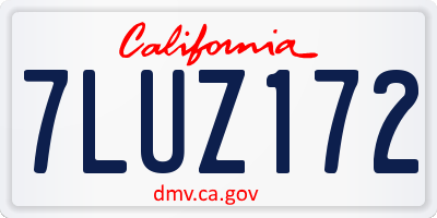 CA license plate 7LUZ172