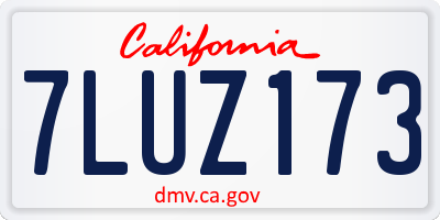 CA license plate 7LUZ173